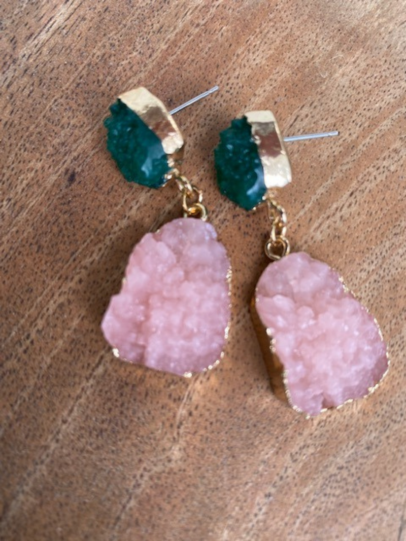 St tropez Earrings - Emerald and Blush