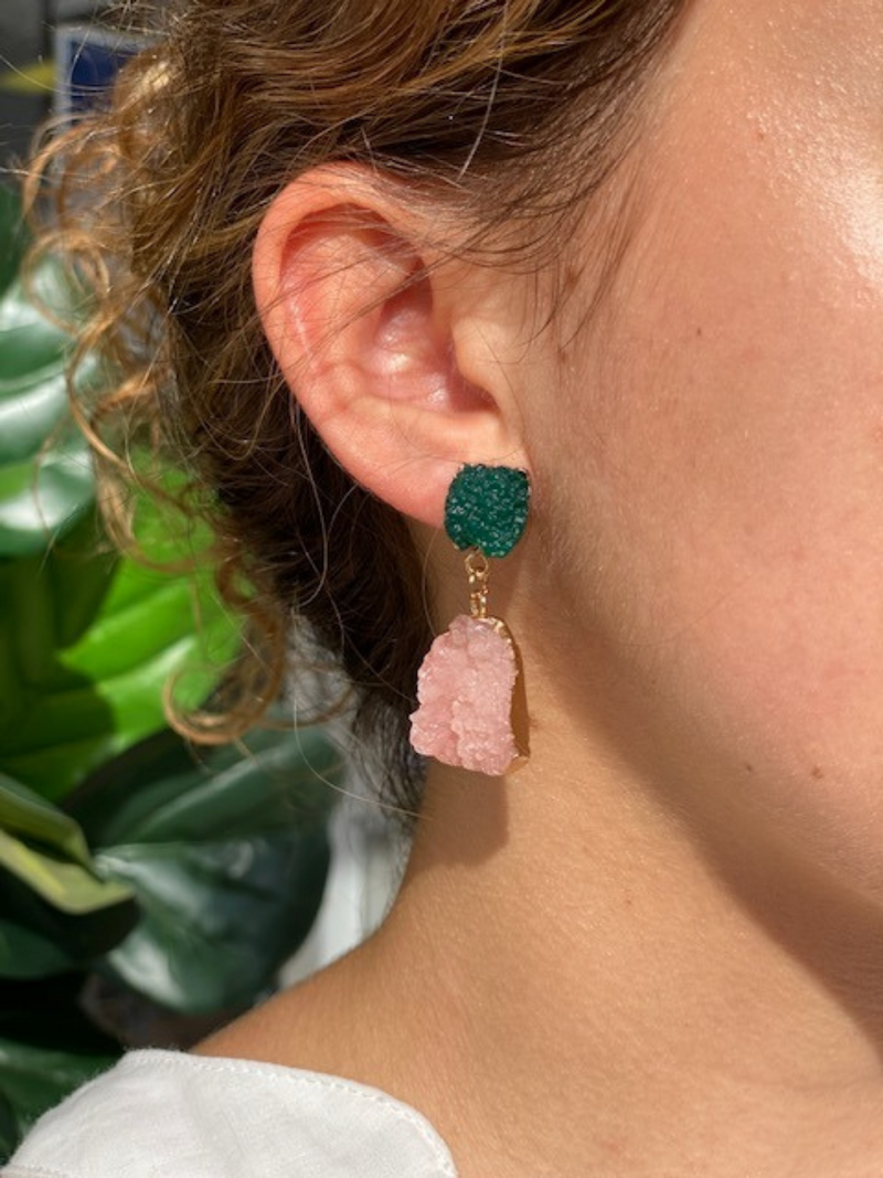 St tropez Earrings - Emerald and Blush