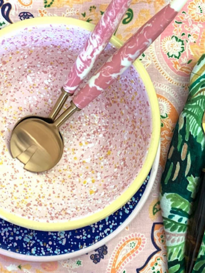 Pink Marble Salad Servers SeKada Lifestyle Co SeKada Lifestyle Co.