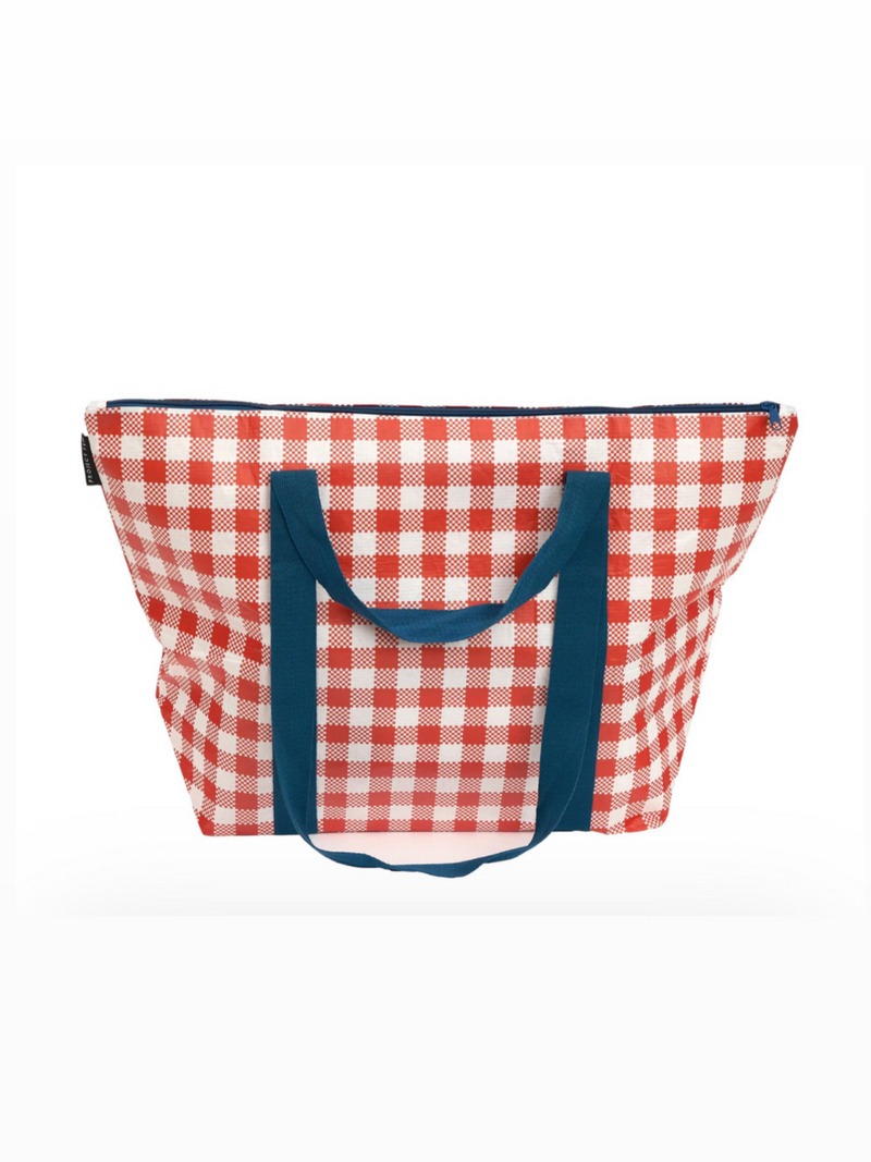 Red Checkerboard Zip Tote